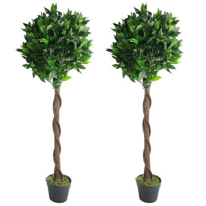 120cm Twist Natural Artificial Topiary Bay Laurel Ball Trees for Elegant Decor