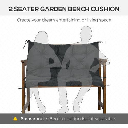 ComfortMax Outdoor 2-Seater Bench Cushion - Water-Resistant Black Pad
