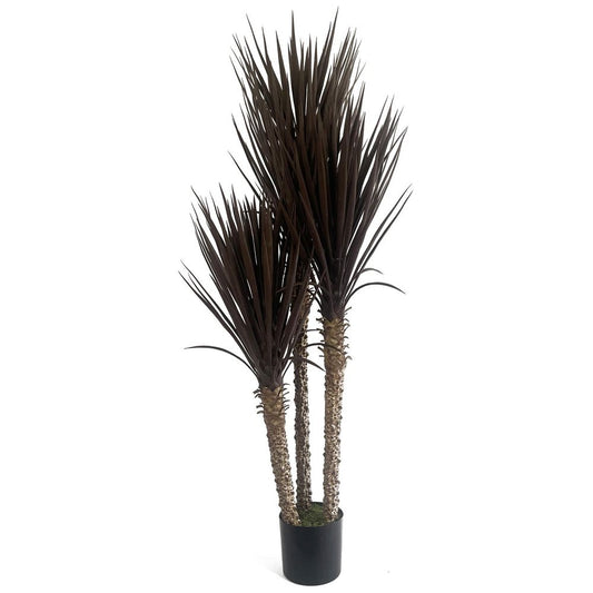 155cm XL UV Resistant Artificial Triple Yukka Tree - Spiky Design in Dark Tones for Outdoor Décor