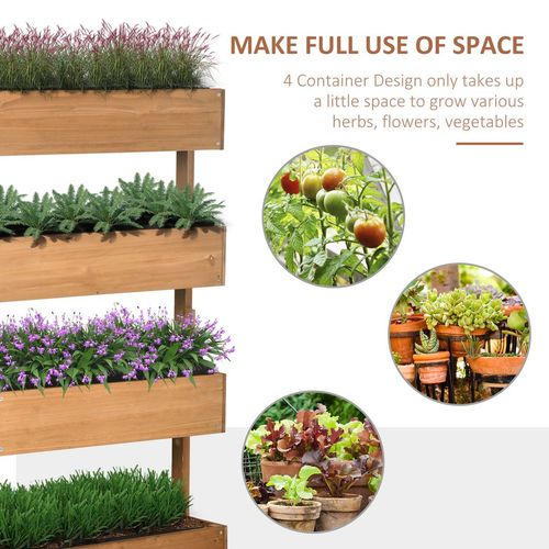 Vertical Wooden Planter: Four-Tiered Raised Garden Bed in Vibrant Orange