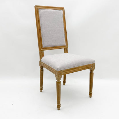 96CM Beige Linen Fabric Louis Chair for Elegant Seating