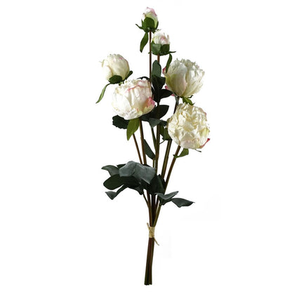 Pack of 6 x 55cm Cream Artificial Peony Stems - 24 Flowers, 18 Buds