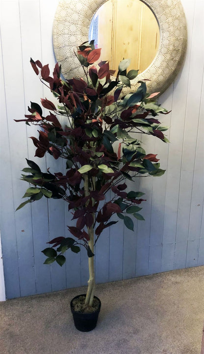 120cm Extra Large Artificial Ficus Plant in Dark Red and Green for a Realistic Finish