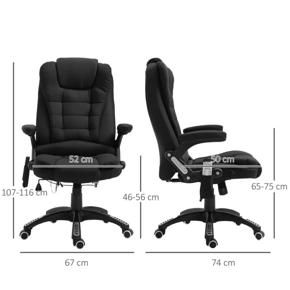 Black Executive Reclining Chair with Heating Massage Points for Comfort and Style