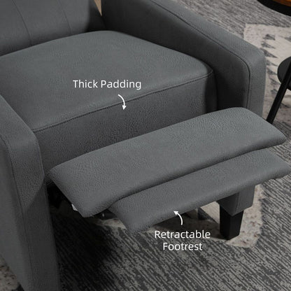 Grey Button-Tufted Microfibre Recliner Armchair, Perfect for Living Room Comfort