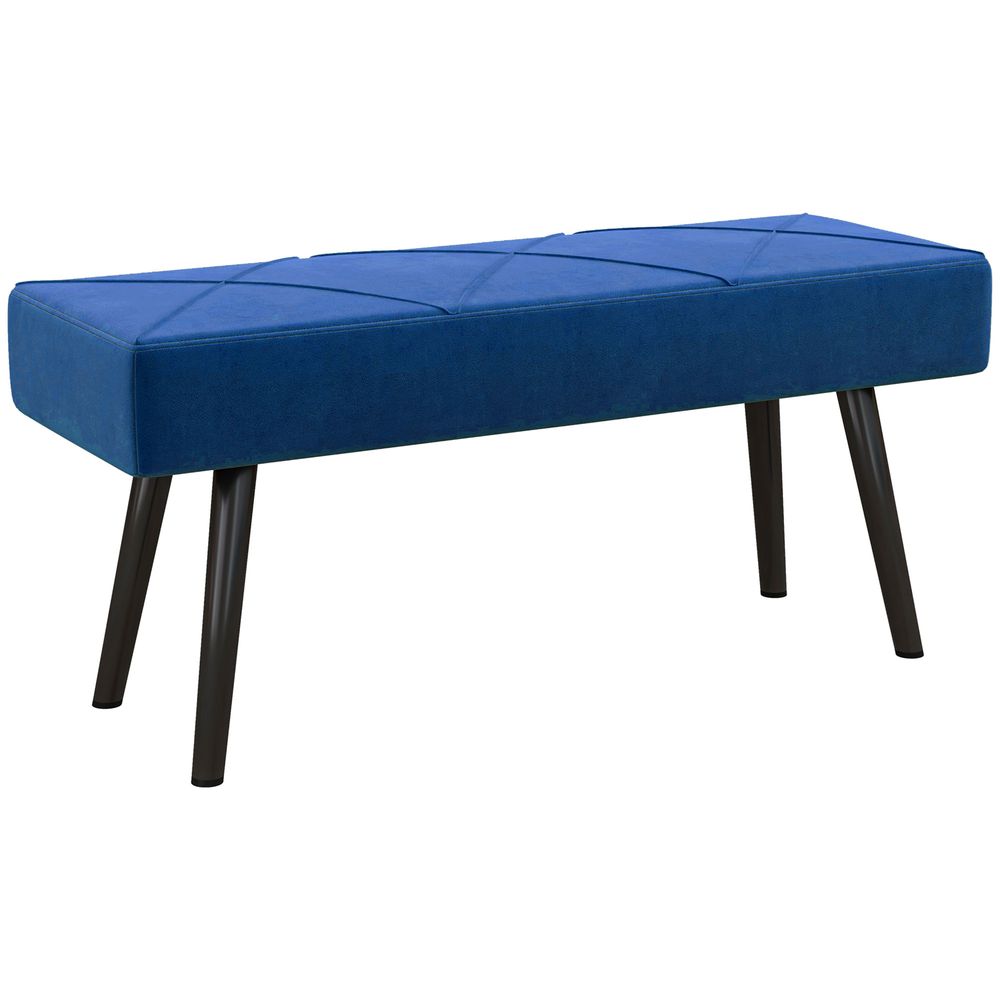 Blue Upholstered End of Bed Bench with Steel Legs, Ideal for Hallway and Bedroom Use