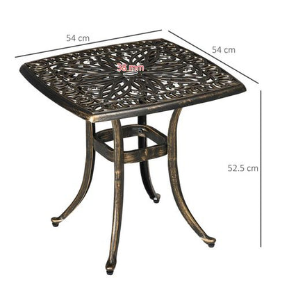 Elegant Aluminium Outdoor Side Table with Umbrella Hole - Bronze Finish