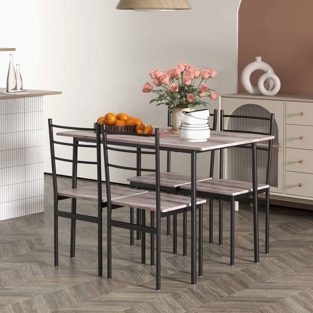 Space-Saving 5-Piece Dining Table and Chairs Set with 4 Chairs for Compact Dining Spaces