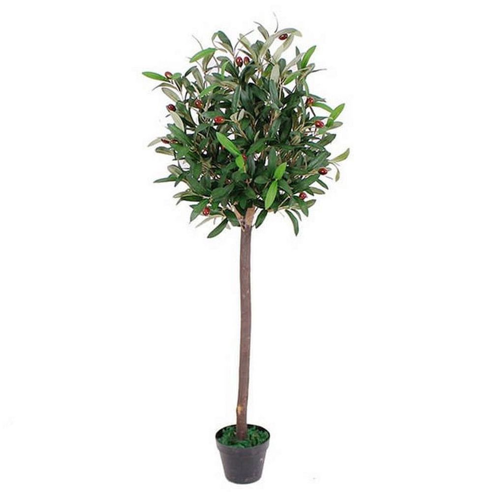 120cm Realistic Artificial Olive Tree in Black Plastic Pot for Natural Appeal