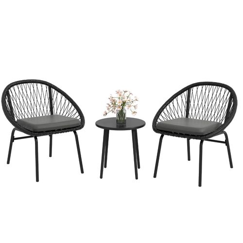 Stylish 3-Piece Bistro Garden Furniture Set with Cushioned Chairs