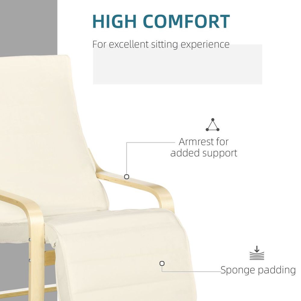 Adjustable Recliner Lounge Chair with Footrest in Cream White