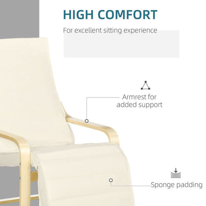 Adjustable Recliner Lounge Chair with Footrest in Cream White