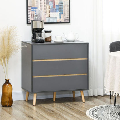 Dark Grey 3-Drawer Chest of Drawers, Organiser for Bedroom Essentials and Decor