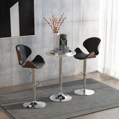 60cm Adjustable Round Bar Table with Swivel Top and Metal Frame, White