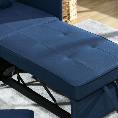 Folding Sleeper Sofa Bed Chair with Pillows and Pocket, Blue