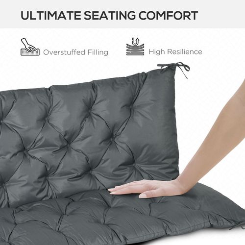 Ultimate Comfort Dark Grey 3-Seater Garden Bench Cushion with Secure Ties