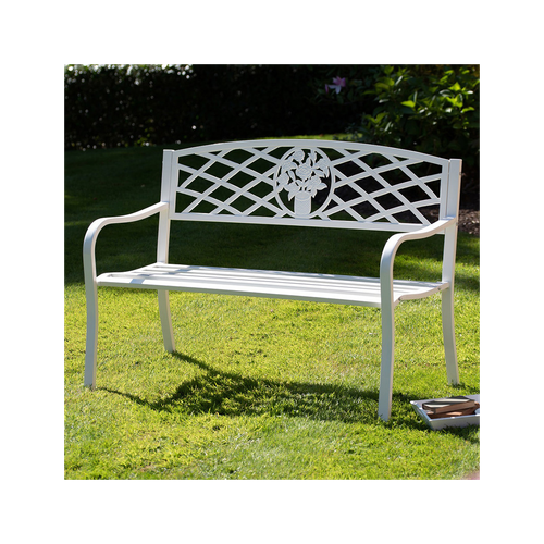 Elegant Coalbrookdale White Garden Bench - Sturdy & Stylish 2-Seater Seating