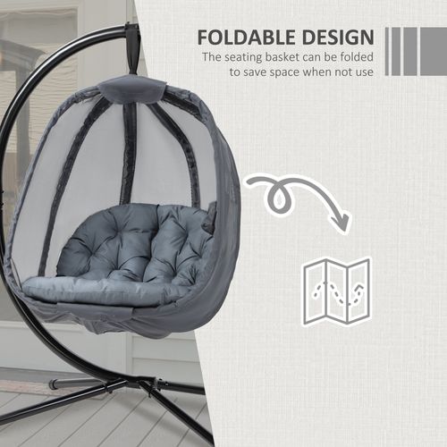 Cosy Folding Hanging Egg Chair with Cushion & Stand - Perfect Indoor/Outdoor Relaxation