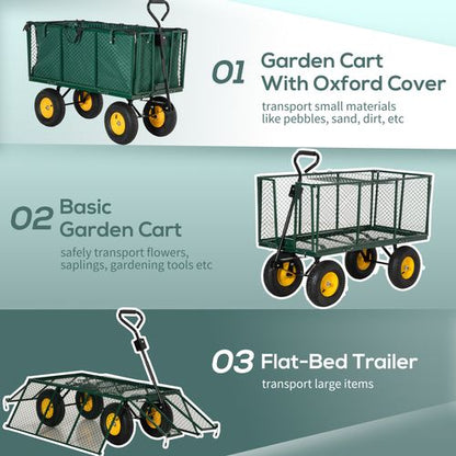 Heavy-Duty 4-Wheel Garden Trolley - Versatile Transport for All Landscapes