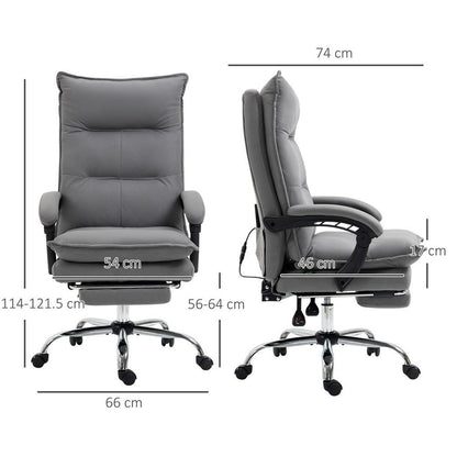 Grey Microfibre Office Chair with Vibration Massage, Heat and Footrest for Relaxation