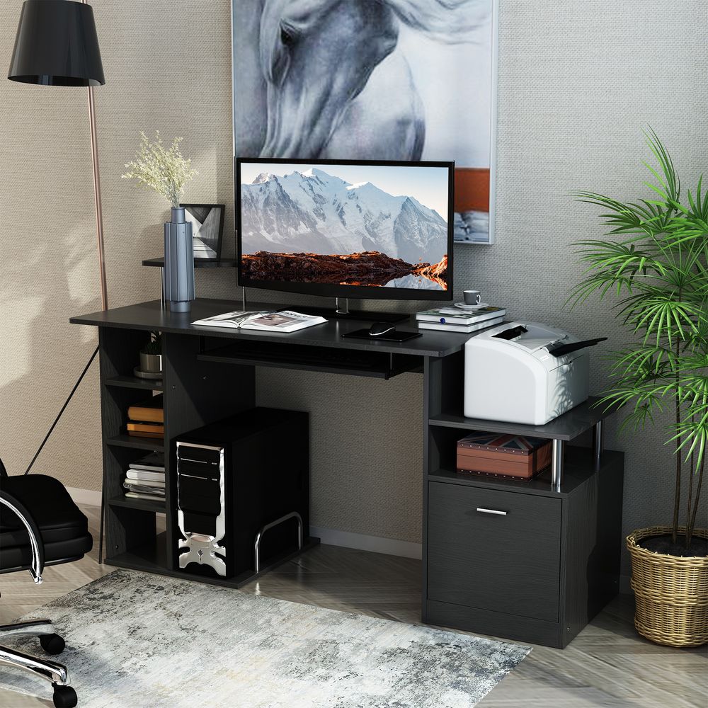 Wood Computer Desk with Drawer and Shelf for Laptop Workstation in Home Office