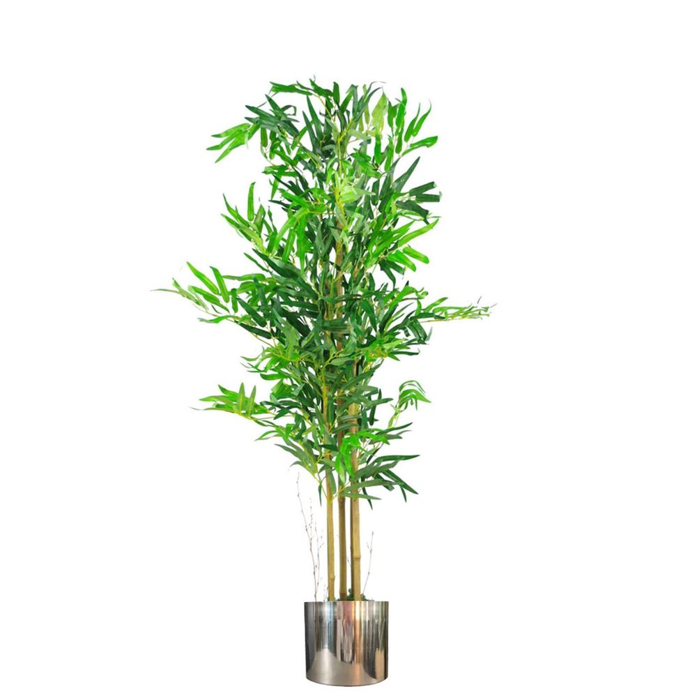 120cm (4ft) Natural-Look Artificial Bamboo Trees with Stylish Metal Planter for Contemporary Decor