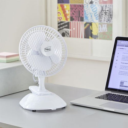 Neo Mini Clip Fan: 6-Inch Adjustable Breeze for Home & Office - White