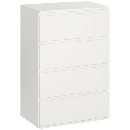 4-Drawer White Chest of Drawers, Elegant Storage Solution for Bedroom or Living Room