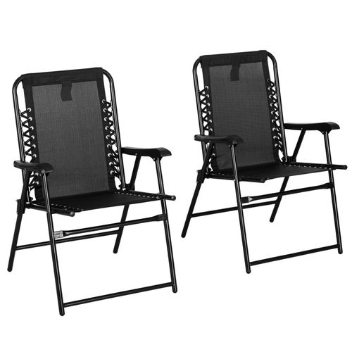 Portable Folding Patio Chairs - Lightweight Black Garden Loungers