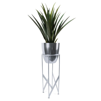 90cm Silver Planter with Artificial Yukka Plant for Contemporary Decor