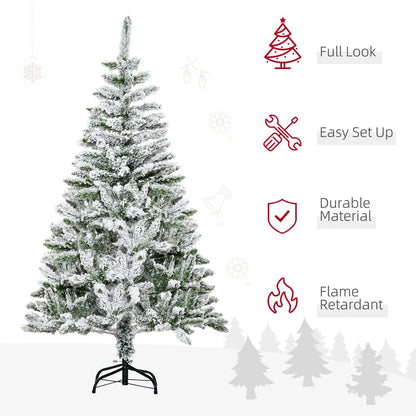 5FT Snow Flocked Artificial Christmas Tree with Realistic Branch Tips for Authentic Festive Feel