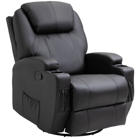 Faux Leather Electric Recliner Sofa Chair - 8-Point Vibration Massage with Remote