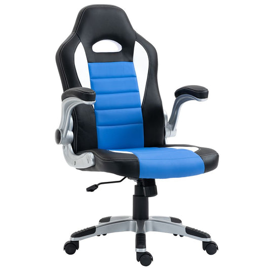Blue Racing Gaming Chair with Height Adjustment and Flip-Up Armrests for Comfort