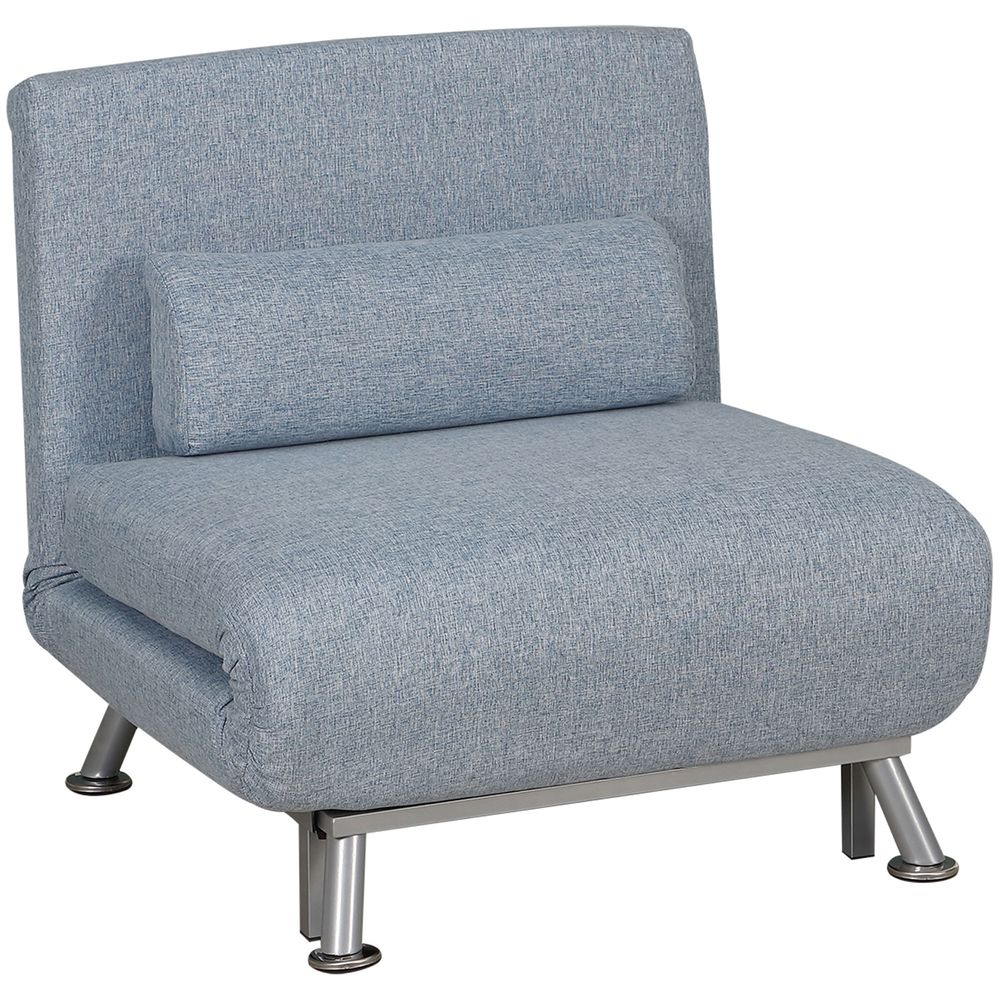 Blue Single Folding 5-Position Convertible Sleeper Chair Sofa Bed