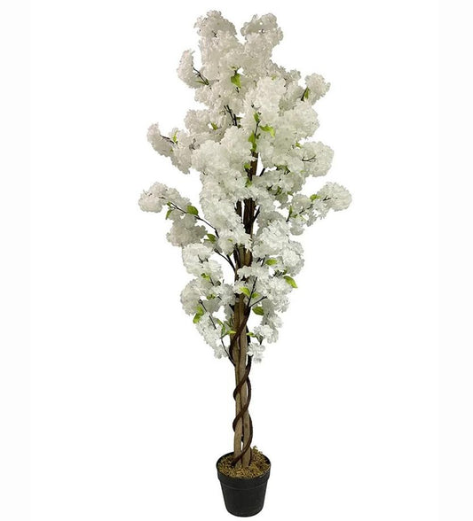 150cm Artificial White Cherry Blossom Tree - Beautiful Floral Accent