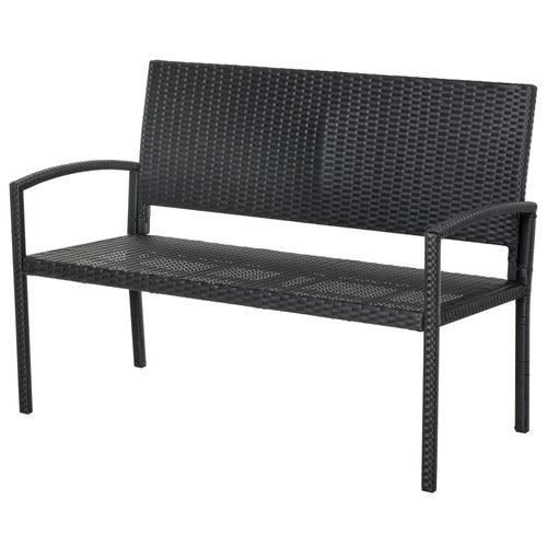 Stylish Black Rattan 2-Seater Garden Bench - Perfect Patio Companion