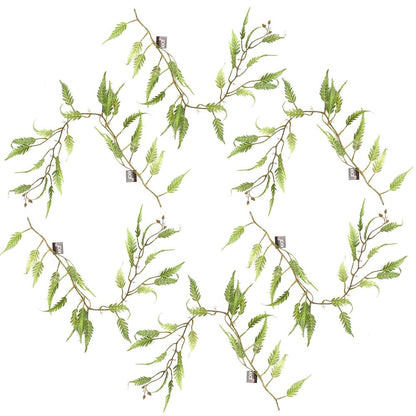 Set of 6 x 125cm Artificial Hanging Trailing Fern Plants