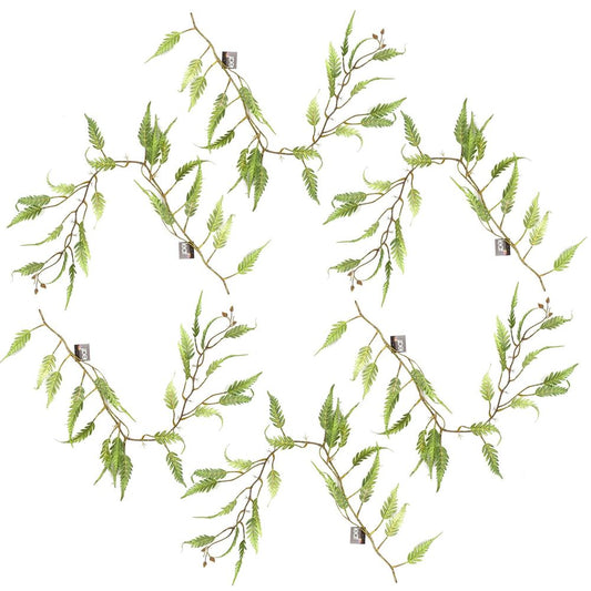 Set of 6 x 125cm Artificial Hanging Trailing Fern Plants
