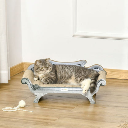 Cat Scratching Board Lounger Bed with Catnip, 60x29x26.5cm for Feline Relaxation