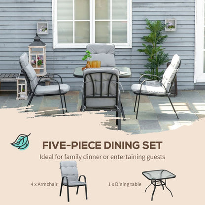 Patio Dining Set: Stylish Glass Table & Comfortable Texteline Chairs