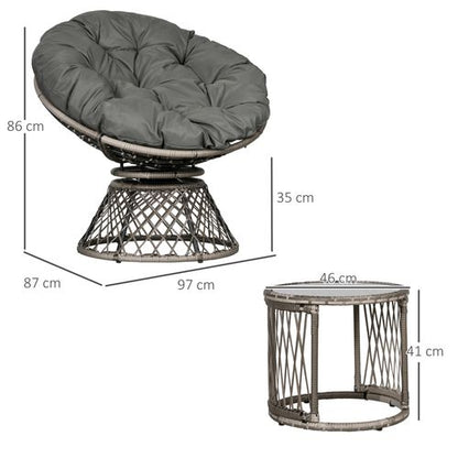 3-Piece Rattan Bistro Set: Stylish 360° Swivel Chairs & Cushions