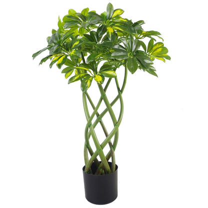 70cm Artificial Arboricola Bonsai Bush with Twisted Stem - Gold Capella Style