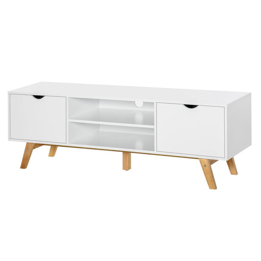 White Particle Board Media Unit with 4 Compartments, Modern Storage