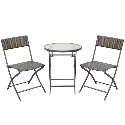 Chic 3-Piece Folding Wicker Rattan Bistro Set - Perfect for Patio Elegance!