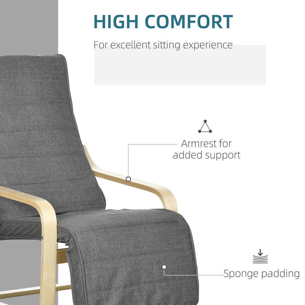 Dark Grey Adjustable Lounge Chair Recliner with Comfortable Footrest for Home