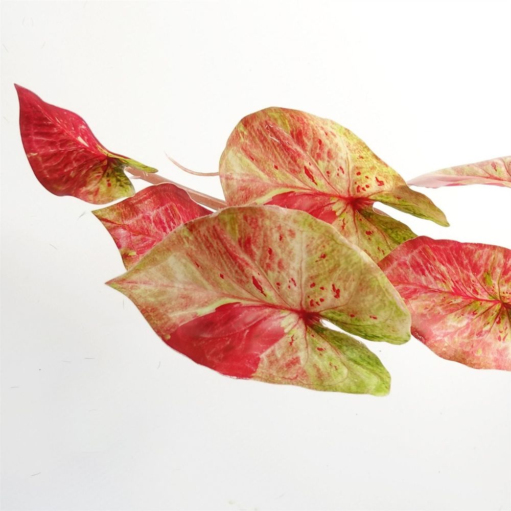 35cm Realistic Artificial Pink Splash Caladium, Perfect for Trailing Hanging Displays