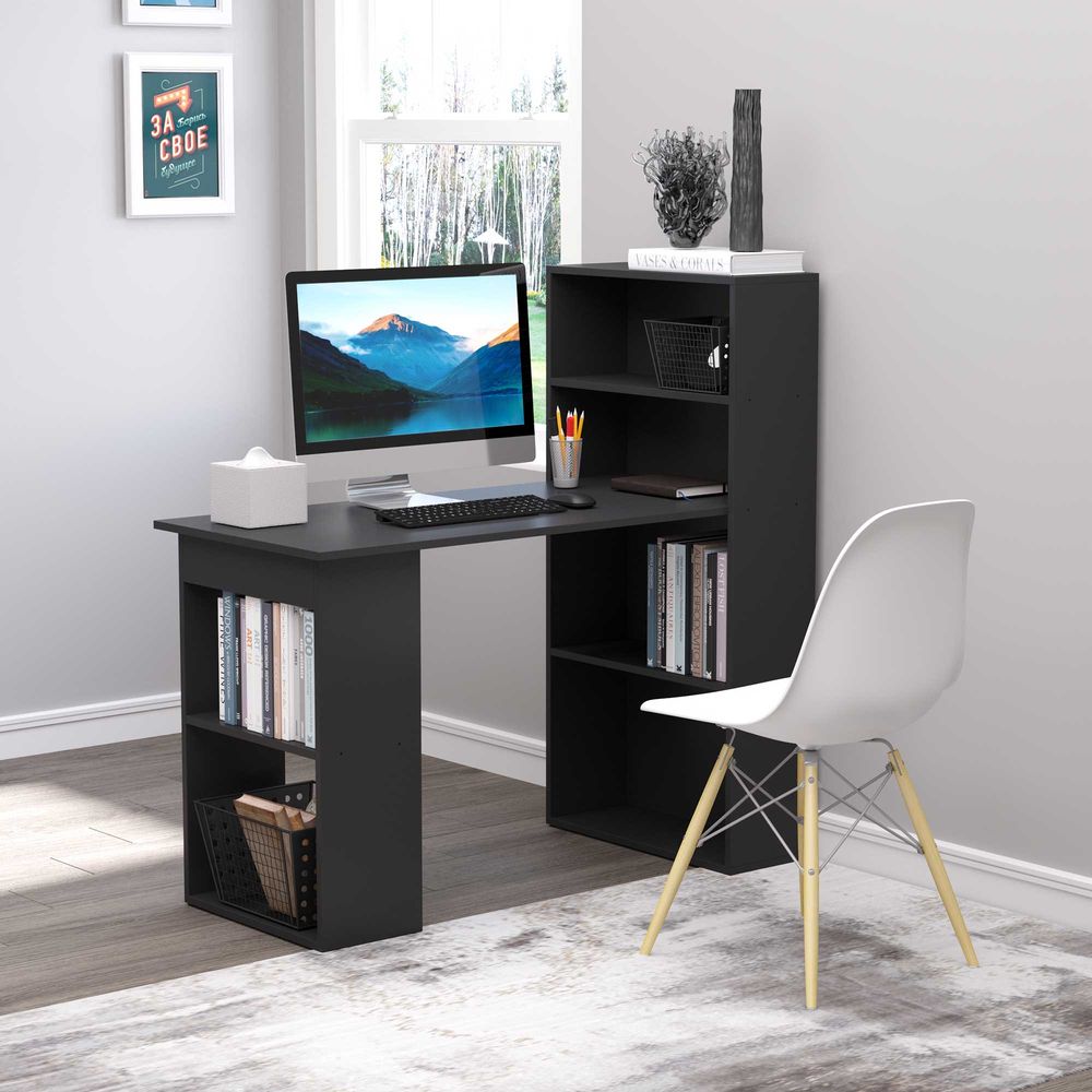 Black Computer Desk Measuring 120L x 55D x 120H cm, Stylish Addition to Any Office