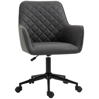 Argyle Office Chair with Leather-Feel Fabric for Home Study and Leisure on Wheels