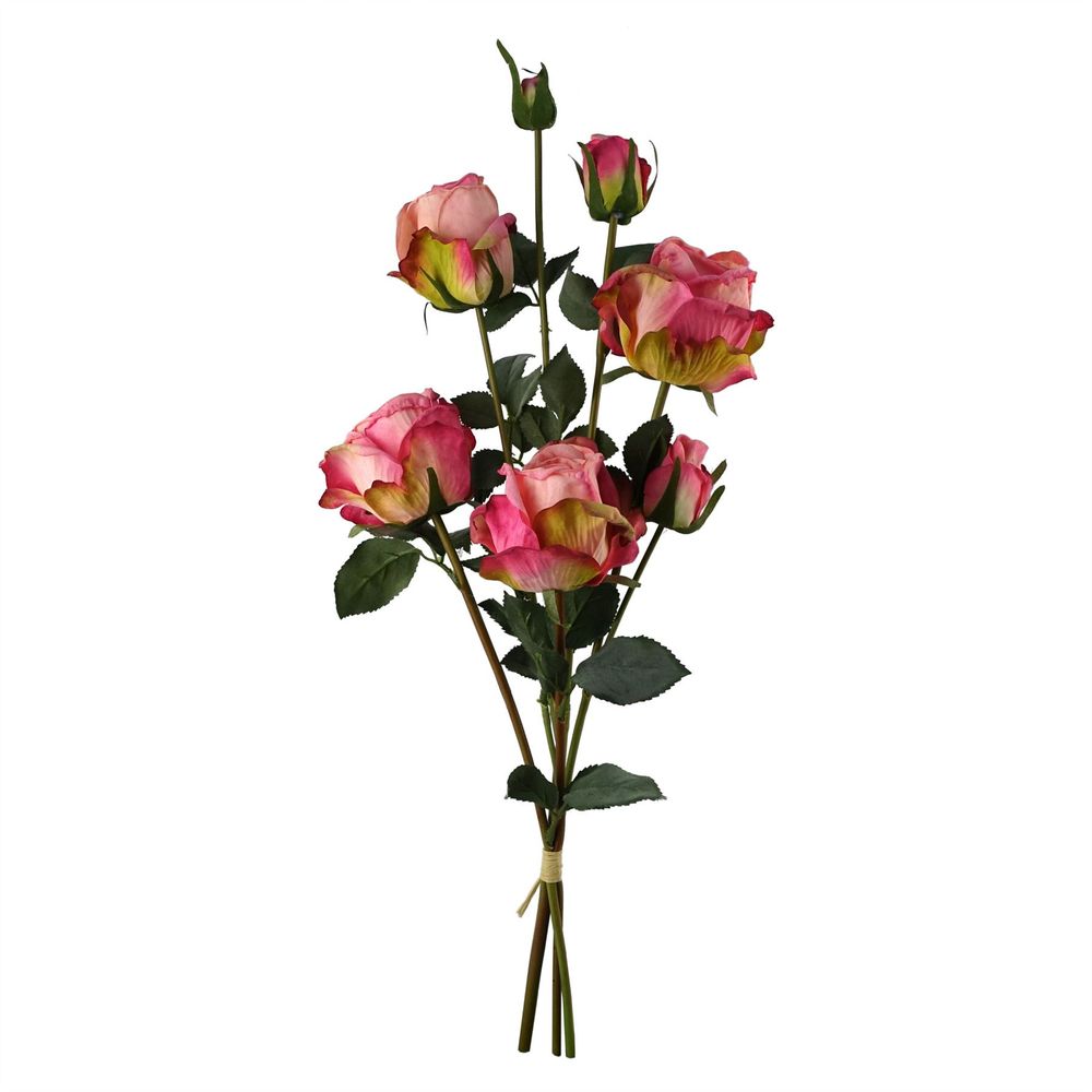6 x 60cm Pink Rose Artificial Flower Sprays - 24 Flowers 18 Buds