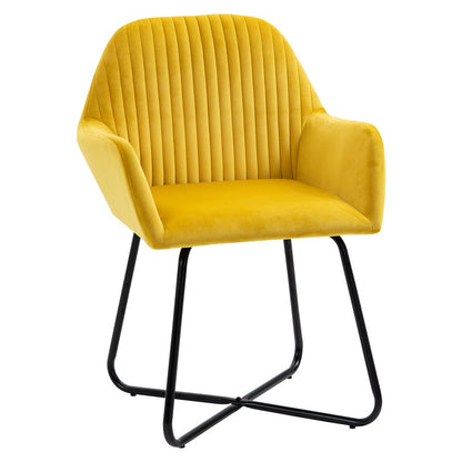 Yellow Velvet-Feel Upholstered Lounge Chair with Metal Base for Bright Interiors